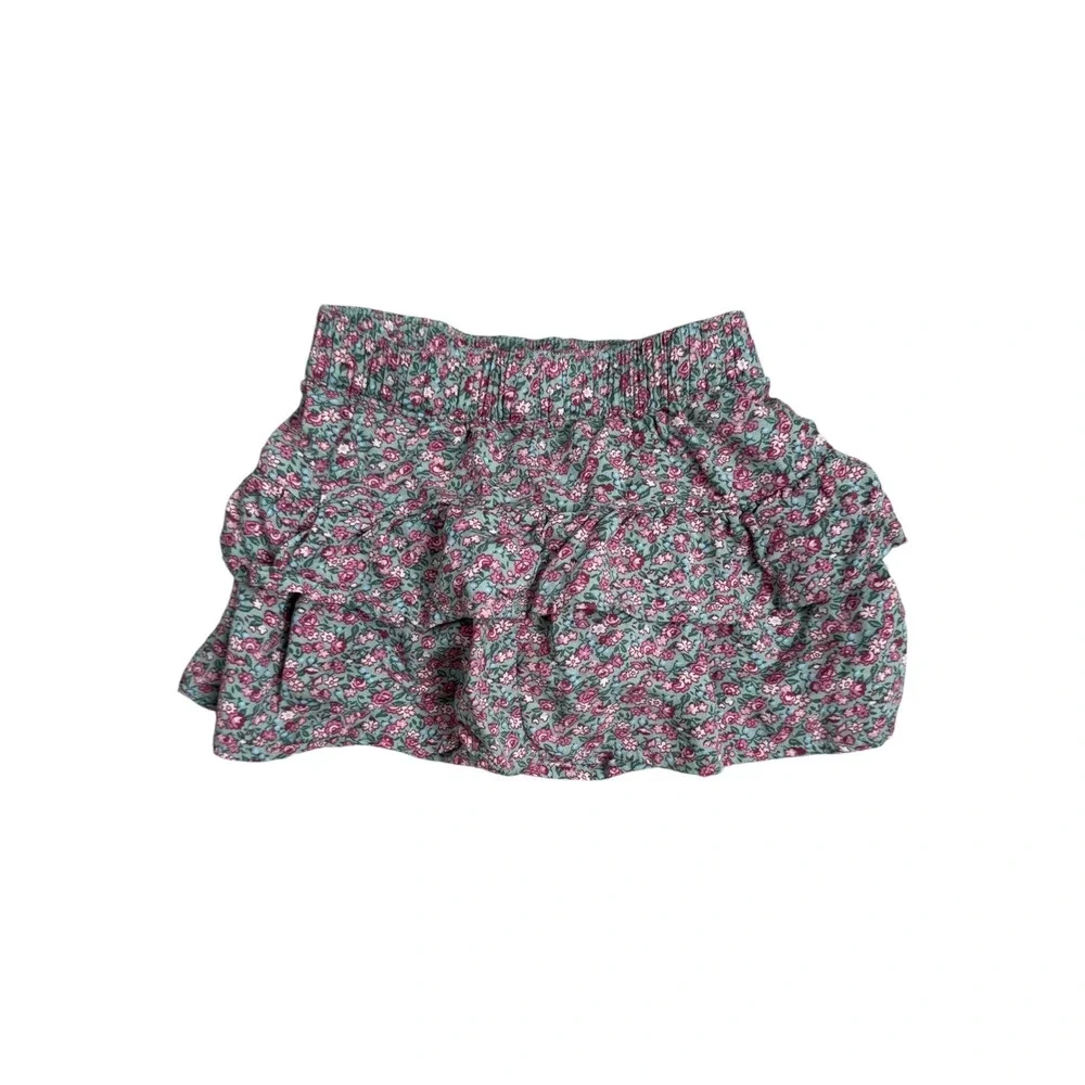 OshKosh B'Gosh Girls Floral Ruffle Skort Pink Green Skirt Shorts Fall Toddler 2T